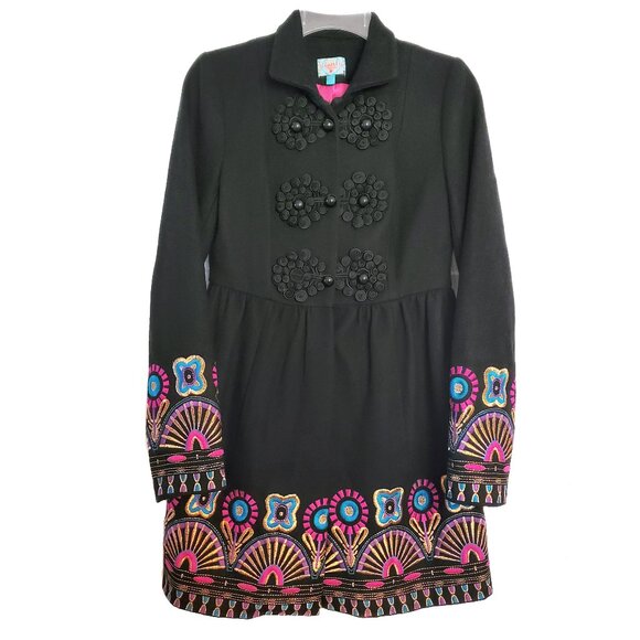 Anthropologie X Plenty by Tracy Reese Elimovna Embroidered Wool Peplum Coat - Picture 3 of 8